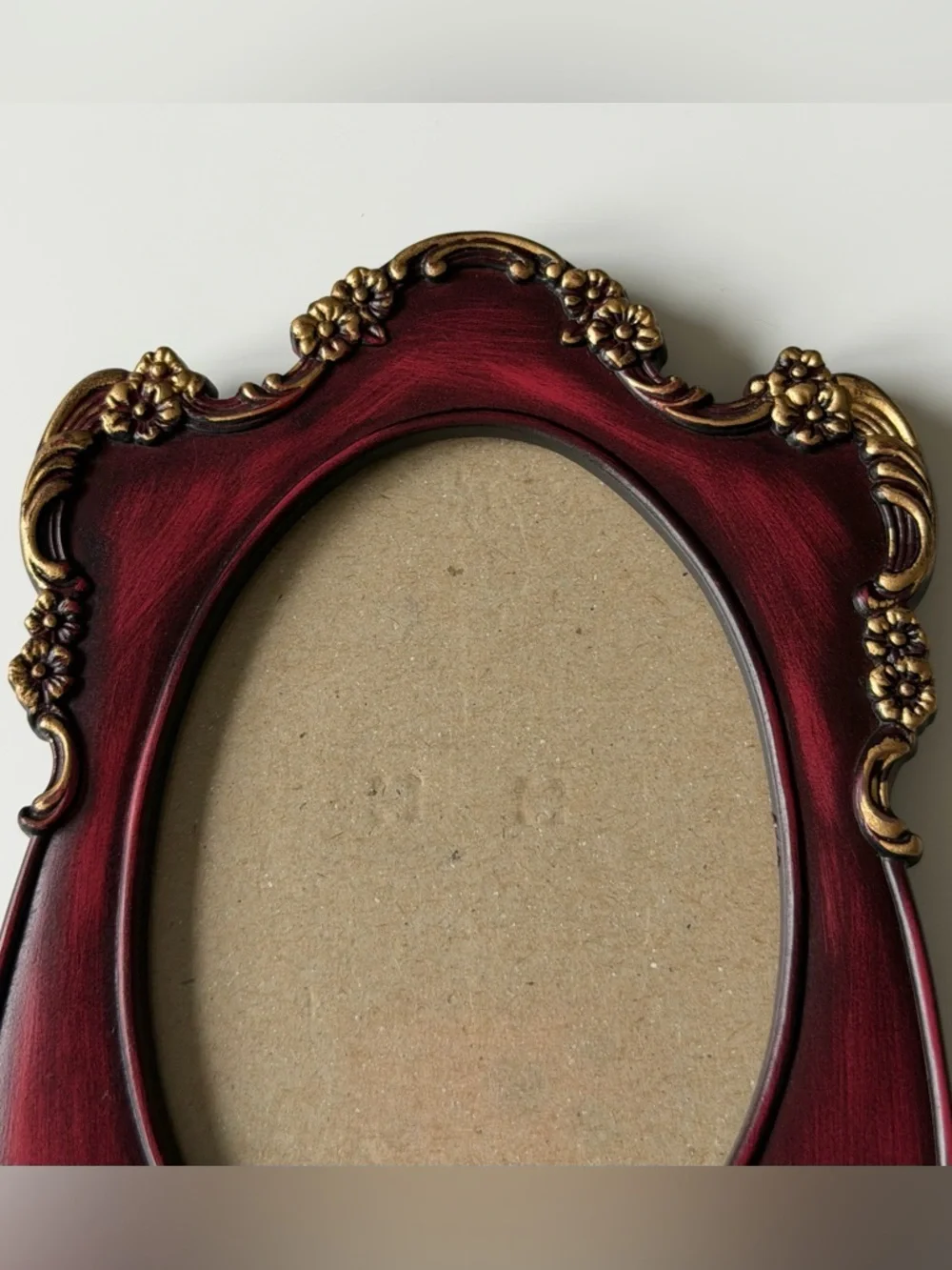 Elegant Burgundy Gold Baroque Style Ornate Floral Oval Photo Frame - 3”/ 4,5”